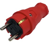 Вилка каучуковая iTOK серии iCONNECT 16А IP44 (модель ВК) цвет красный i-KI-KV-ICONNECT-1PEN-IP44-RED