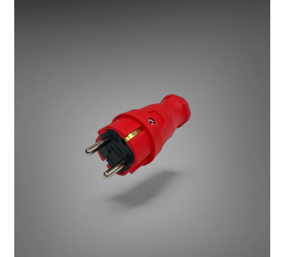 Вилка каучуковая iTOK серии iCONNECT 16А IP44 (модель ВК) цвет красный i-KI-KV-ICONNECT-1PEN-IP44-RED