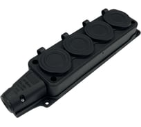 Колодка каучуковая iTOK серии iCONNECT 4 розетки с защитными крышками и заземлением 16А IP54 (модель РК) цвет черный i-KI-KK-4-ICONNECT-1PEN-IP54-BLACK