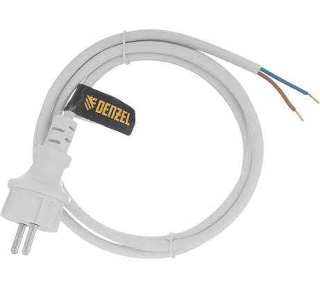 Шнур сетевой Denzel Energy Series, ПВС, 1,5 м, 2х1,5 мм, с неразборной вилкой, белый 37668