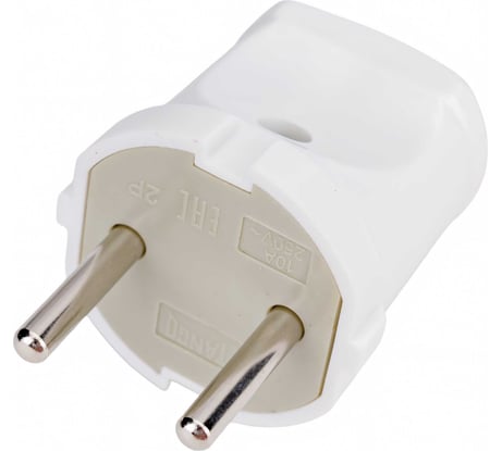 Вилка TANGO без заземления белая 10А 250В индивидуальная упаковка 5/ 20/ 600 1013534