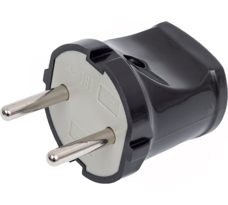 Вилка TANGO без заземления черная 10А 250В индивидуальная упаковка 5/ 20/ 600  1013533