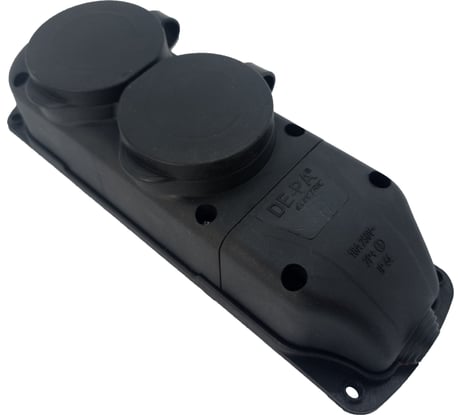 2-х местная каучуковая розетка Bull с заземлением с крышкой 338003