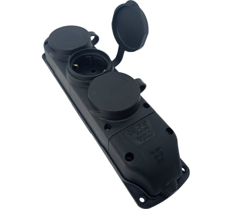 3-х местная каучуковая розетка Bull с заземлением с крышкой 338004