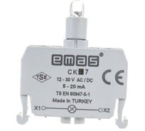 Блок-контакт Emas подсветки с синим светодиодом 12-30 В переменного и постоянного тока CK7