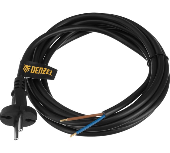 Шнур сетевой Denzel Energy Series, ПВС, 3 м, 2х1,5 мм, с неразборной вилкой, черный 37673 1