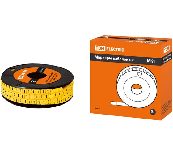 Маркер TDM ELECTRIC МК1 - 2,5мм, символ 1, 1000шт/ролл SQ0511-0016 1