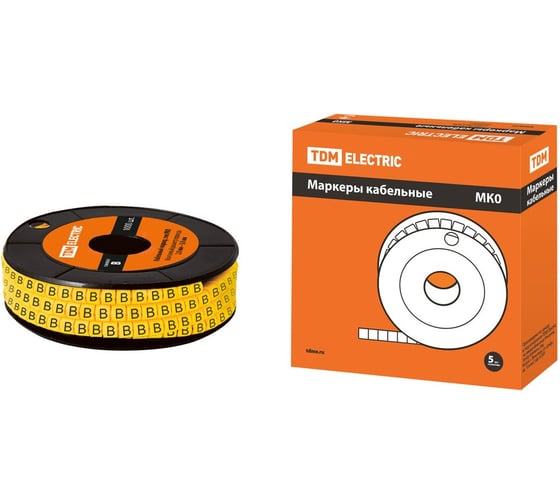 Маркер TDM ELECTRIC МК0 - 1,5мм, символ В, 1000шт/ролл SQ0511-0013