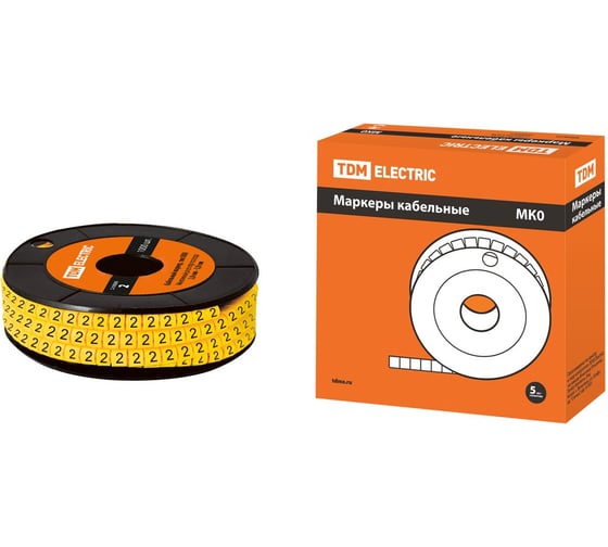 Маркер TDM ELECTRIC МК0 - 1,5мм, символ 2, 1000шт/ролл SQ0511-0003