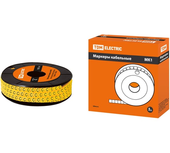 Маркер TDM ELECTRIC МК1 - 2,5мм, символ С, 1000шт/ролл SQ0511-0028