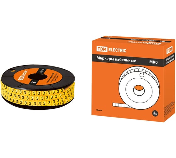 Маркер TDM ELECTRIC МК0 - 1,5мм, символ 3, 1000шт/ролл SQ0511-0004 1