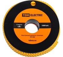 Маркер TDM ELECTRIC МК1 - 2,5мм, символ А, 1000шт/ролл SQ0511-0026