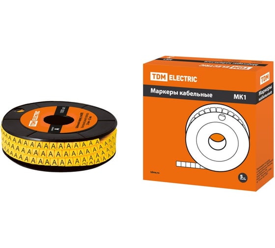 Маркер TDM ELECTRIC МК1 - 2,5мм, символ А, 1000шт/ролл SQ0511-0026