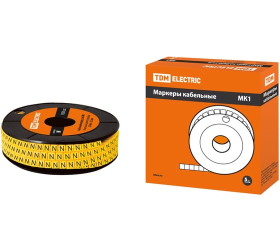 Маркер TDM ELECTRIC МК1 - 2,5мм, символ N, 1000шт/ролл SQ0511-0025
