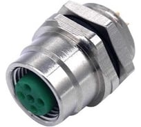 Монтажный разъем VELLEDQ FLQ-M12-F04(PG9)-HB, Розетка, Прямой под пайку, Латунь никелированная 4-PINIP6760 AC/DC, 08-00024751