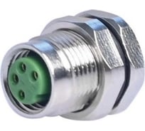 Mонтажный разъем VELLEDQ FLH-M8-F04(M10)-HB, Розетка, Прямой под пайку, Латунь никелированная 4-PINIP6760 AC/DC, 08-00024669