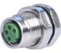 Mонтажный разъем VELLEDQ FLH-M8-F04(M10)-HB, Розетка, Прямой под пайку, Латунь никелированная 4-PINIP6760 AC/DC, 08-00024669 1