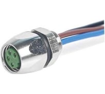 Mонтажный разъем VELLEDQ FLQ-M8-F04(M8)-0.3, Розетка, Прямой с кабелем, Латунь никелированная 4-PINIP67, кабель 0,3 м, 60 AC/DC, 08-00024666