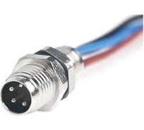 Mонтажный разъем VELLEDQ FLQ-M8-M04(M8)-0.3, Вилка, Прямой с кабелем, Латунь никелированная 4-PINIP67, кабель 0,3 м, 60 AC/DC, 08-00024664