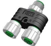 Соединитель VELLEDQ Y-M12-M05/2F05B, Вилка / 2 розетки, Y-образный, ПластикIP6760 AC/DC, 08-00025035