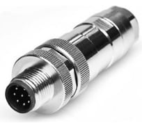 Соединитель клеммный VELLEDQ M12P-M08T, Вилка, Прямой с клеммником, Латунь никелированная 8-PIN IP6560 AC/DC, 08-00034173