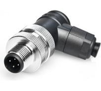 Соединитель клеммный VELLEDQ M12-M04S, Вилка, Угловой с клеммником, Пластик 4-PIN IP65250 AC/DC, 08-00024707