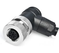 Соединитель клеммный VELLEDQ M12-F04S, Розетка, Угловой с клеммником, Пластик 4-PIN IP65250 AC/DC, 08-00024709