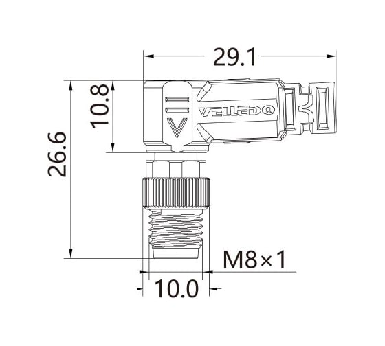 Соединитель кабельный VELLEDQ M8-M04S-10.0PVC/BK 08-00024700