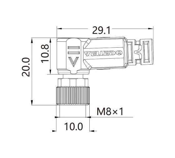 Соединитель кабельный VELLEDQ M8-F03S-2.0PVC/BK 08-00024689