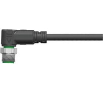 Соединитель кабельный VELLEDQ M12-M05S-5.0PVC/BK, Вилка, Угловой с кабелем, Пластик 5-PINIP67, кабель 5 м, 60 DC, 08-00024740