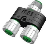 Соединитель VELLEDQ Y-M8-M03/2F03A, Вилка / 2 розетки, Y-образный, ПластикIP6760 AC/DC, 08-00024679