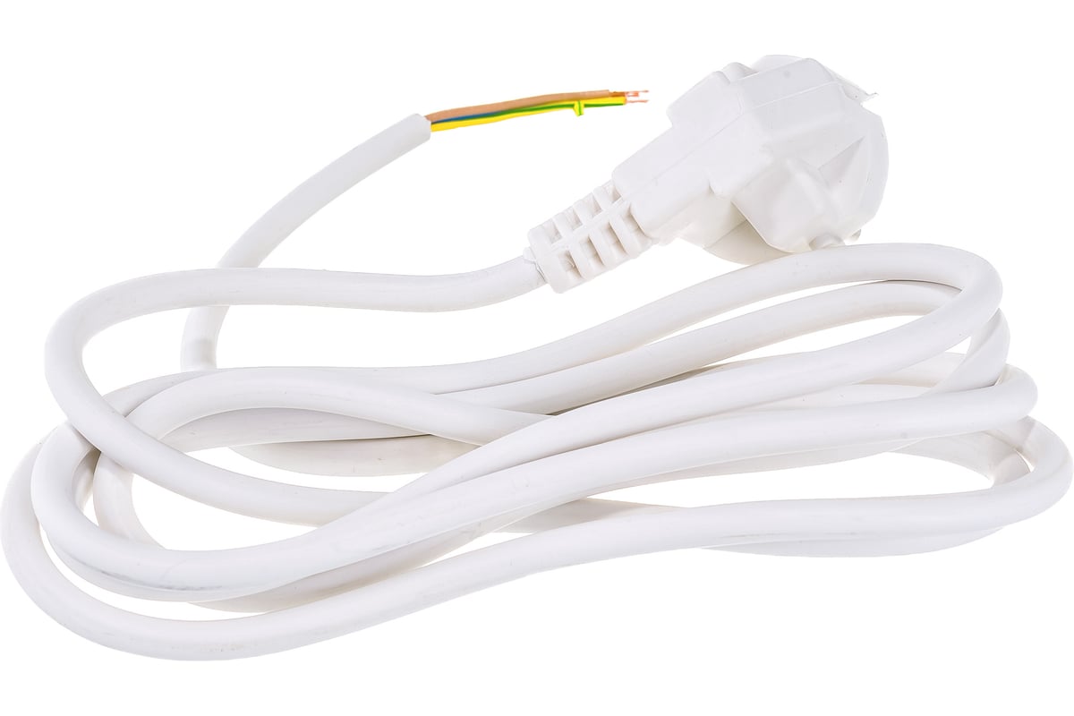 Шнур с евро вилкой АБК-СИЛА с заземляющим контактом ПВС 3х0,75мм.кв. 2м ...