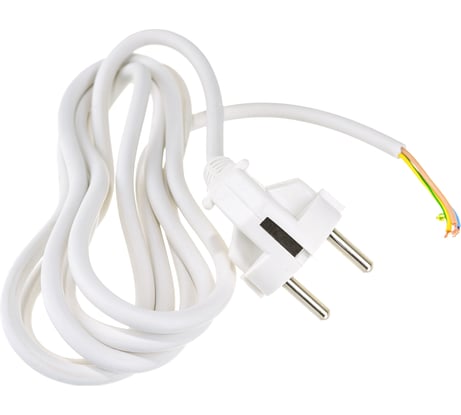 Шнур с евро вилкой АБК-СИЛА с заземляющим контактом ПВС 3х0,75мм.кв. 2м белый 50067010