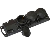 Штепсельная переносная розетка Bylectrica 3-местная с заз.конт. шторки каучук IP44, Р16-766