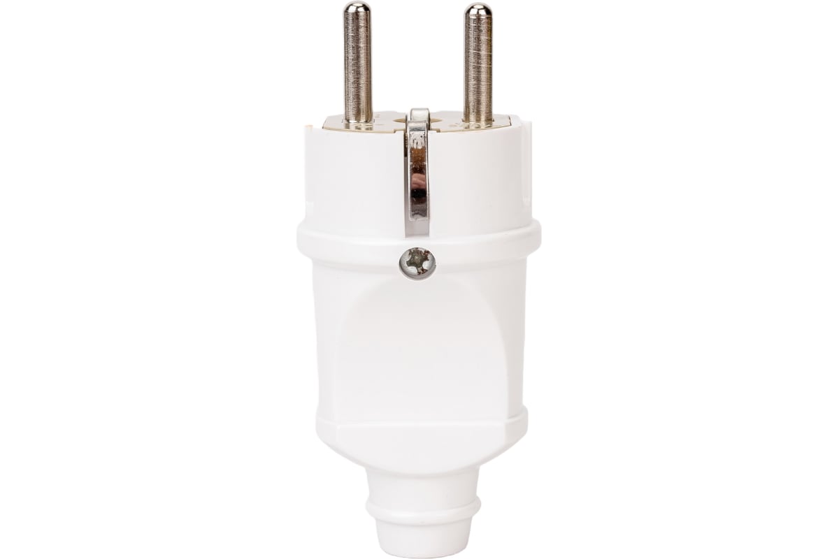 Разборная прямая вилка АБК-СИЛА с заземляющим контактом 16А 220В белая ...