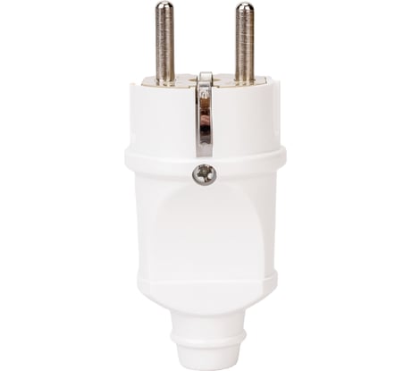 Разборная прямая вилка АБК-СИЛА с заземляющим контактом 16А 220В белая 2901003