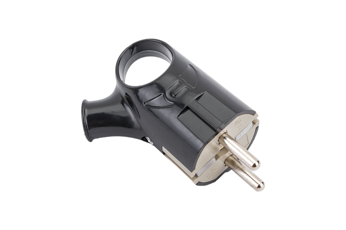 Разборная угловая вилка АБК-СИЛА с кольцом, с заземляющим контактом 16А ...