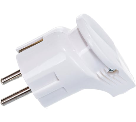 Разборная угловая вилка АБК-СИЛА с заземляющим контактом 16А 220В белая 2901007