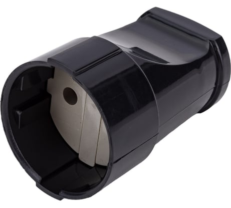 Кабельная разборная прямая розетка АБК-СИЛА без заземляющего контакта 10А 220В черная 2902002