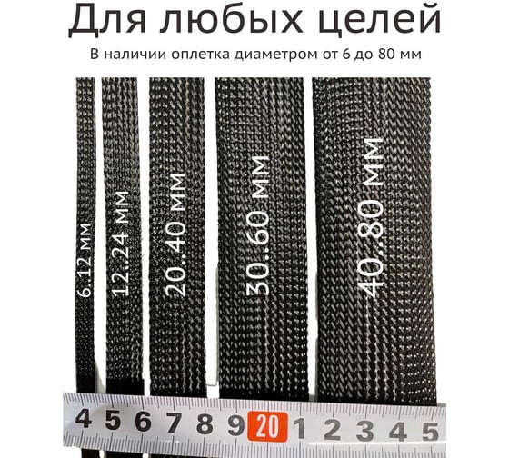 Кабельная оплетка Texplet сетчатая для защиты провода 11..24 мм черная (200 м) 15PET-16-0-200