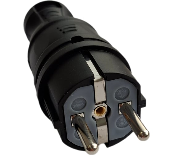 Вилка кабельная Monolit каучуковая с заземлением прямой ввод С РУЧКОЙ 16A IP54, Чёрный 1187 1