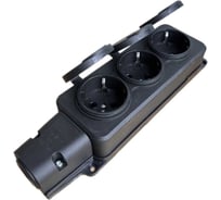 Колодка Monolit каучуковая с заземлением 3 розетки 16А IP54, Черный 0116