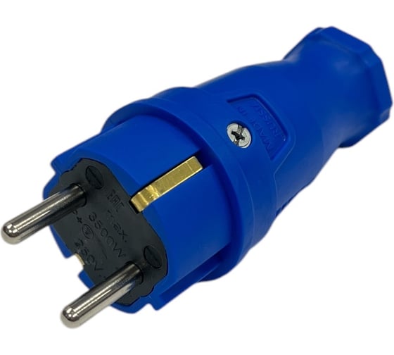 Вилка каучуковая iTOK серии iCONNECT 16А IP44 (модель ВК) цвет синий i-KI-KV-ICONNECT-1PEN-IP44-BLUE 1