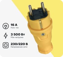 Вилка каучуковая iTOK серии iCONNECT 16А IP44 (модель ВК) цвет желтый i-KI-KV-ICONNECT-1PEN-IP44-YELLOW