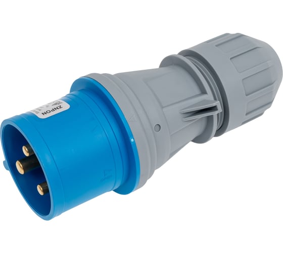 Электрическая кабельная вилка LANMASTER IEC 309, 32A, 250V, разборная, синяя, папа LAN-IEC-309-32A1P/M 1