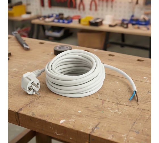 Сетевой кабель с евровилкой PROGIX 3 метра, ПВС 2x1.5 белый PG027 1