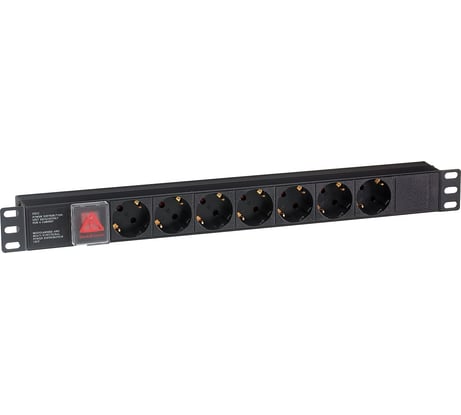 Блок розеток ExeGate ServerPro PDU-19H703 Al-7S-C20-SW, 19, 1U, алюминий, 7 Schuko, С20 280838