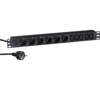 Блок розеток ExeGate ServerPro PDU-19H011 Al-5C136S-EU2.5CU, 19, 1U, алюминий, 5C13, 6Sch, евро, 2.5м 280869
