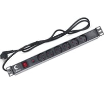 Блок евророзеток Cabeus горизонтальный, 6 розеток, фильтр, 16 A PDU-6P-F-2EU