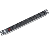 Блок евророзеток Cabeus горизонтальный, 8 розеток, 10 A, гнездо под шнур PDU-8P